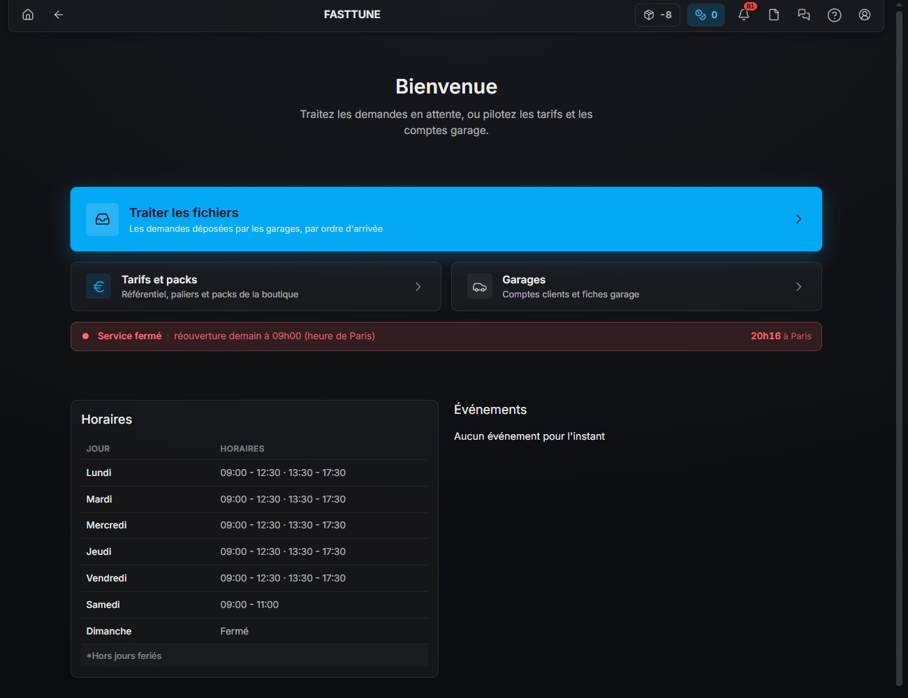 Interface de l'application FastTune